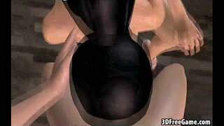 Кайнар 3D красотка трахается белән ике партнерлар ванной