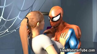 3D sarışın olur лизание öz pussy təcrübəsi spider-man